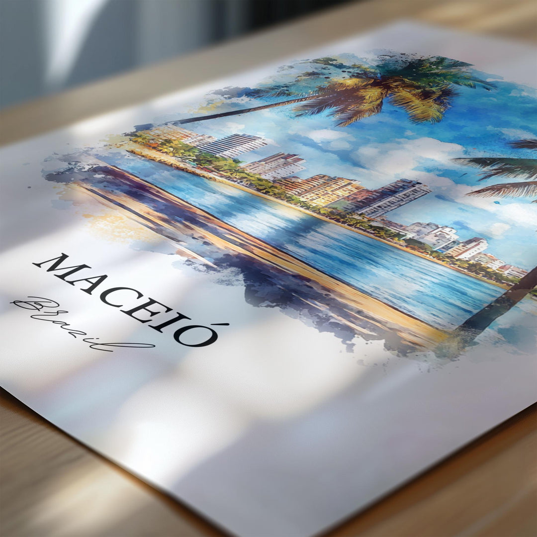 Maceió Wall Art, Brazil Print, Brazil Watercolor Art, Maceió Brazil Gift, Travel Print, Travel Poster, Housewarming Gift