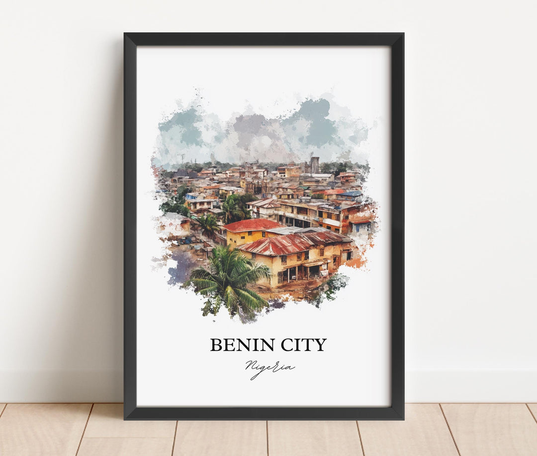 Benin City Wall Art, Nigeria Print, Nigeria Watercolor At, Benin City Gift, Travel Print, Travel Poster, Housewarming Gift