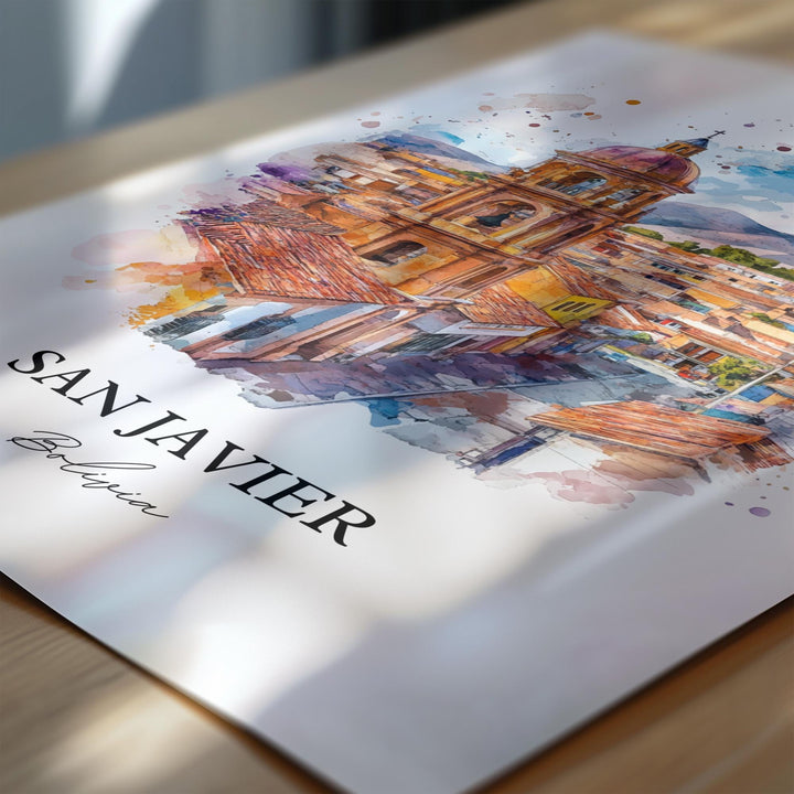 San Javier Bolivia Art, Ñuflo de Chávez Print, Bolivia Watercolor, San Javier Bolivia Gift, Travel Print, Travel Poster, Housewarming Gift