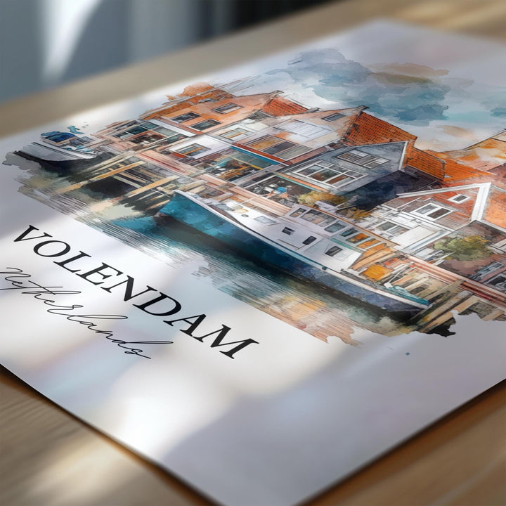 Volendam Wall Art, Edam-Volendam Print, Netherlands Watercolor Art, Volendam Gift, Travel Print, Travel Poster, Housewarming Gift