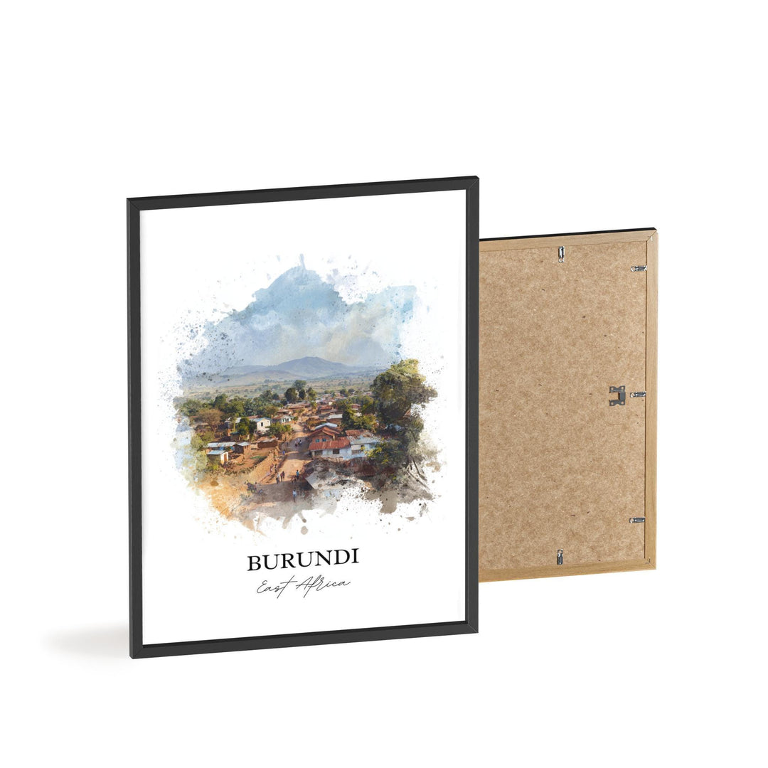 Burundi Wall Art, Burundi Print, Burundi Watercolor Art, Burundi Country Gift, Travel Print, Travel Poster, Housewarming Gift