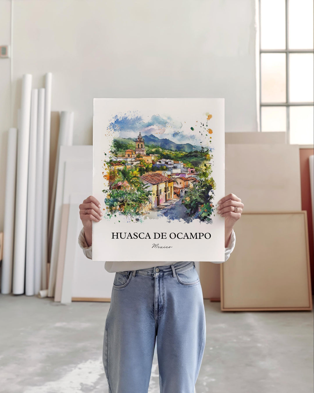 Huasca de Ocampo Wall Art, Hidalgo State Print, Mexico Watercolor Art, Huasca de Ocampo Gift, Travel Print, Travel Poster, Housewarming Gift