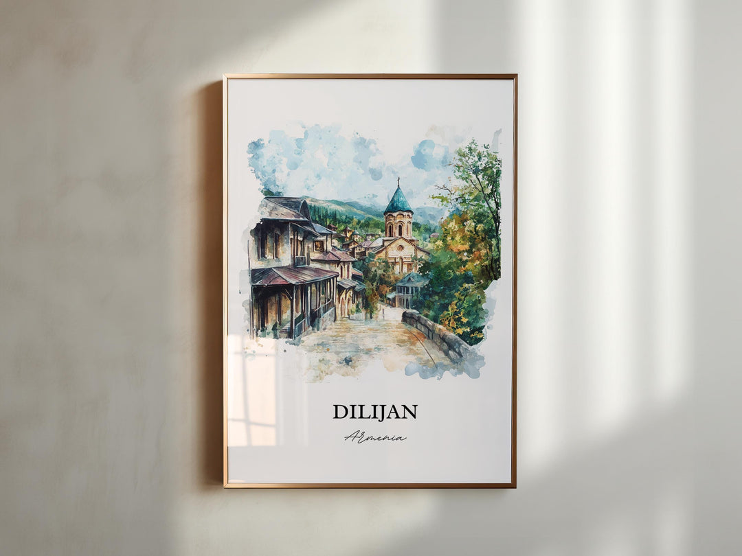 Dilijan Wall Art, Northern Armenia Print, Armenia Watercolor Art, Dilijan Armenia Gift, Travel Print, Travel Poster, Housewarming Gift