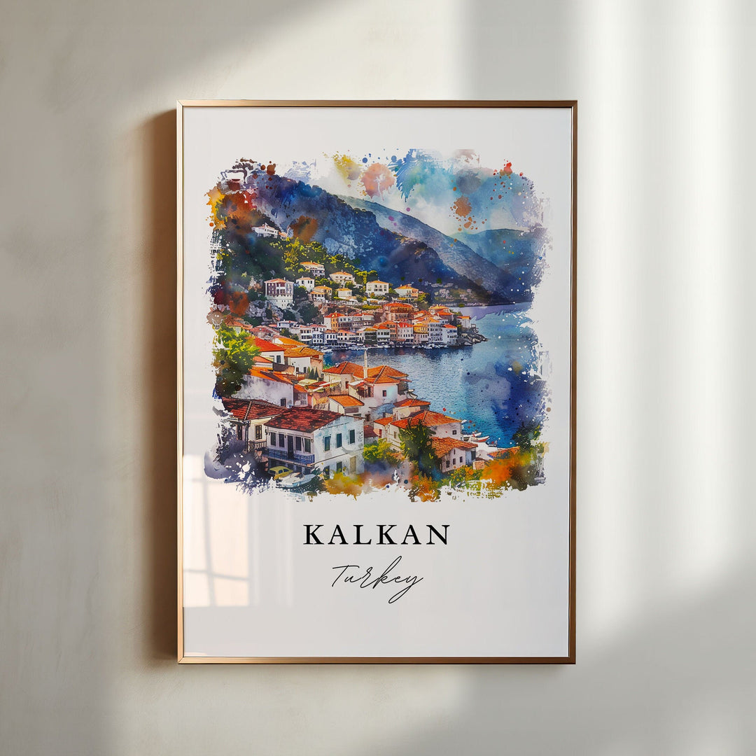 Kalkan Turkey Wall Art, Kalkan Print, Turkey Watercolor, Kalkan Turkey Gift, Travel Poster, Housewarming Gift
