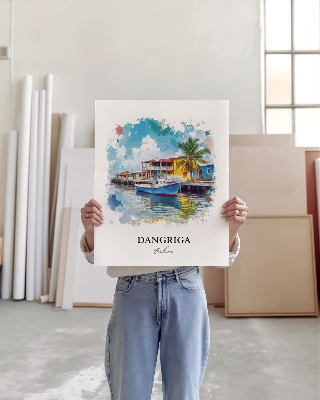 Dangriga Wall Art, Belize Print, Belize Watercolor Art, Dangriga Belize Gift, Travel Print, Travel Poster, Housewarming Gift