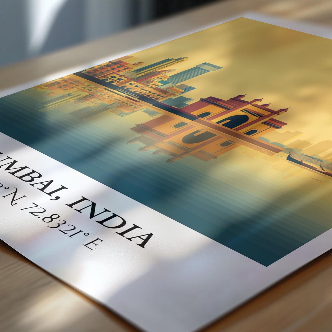 Mumbai Art, Mumbai Retro Travel Art, Mumbai Home Decor, Mumbai India Gift, India Travel Art, Travel Prints, Housewarming Gift