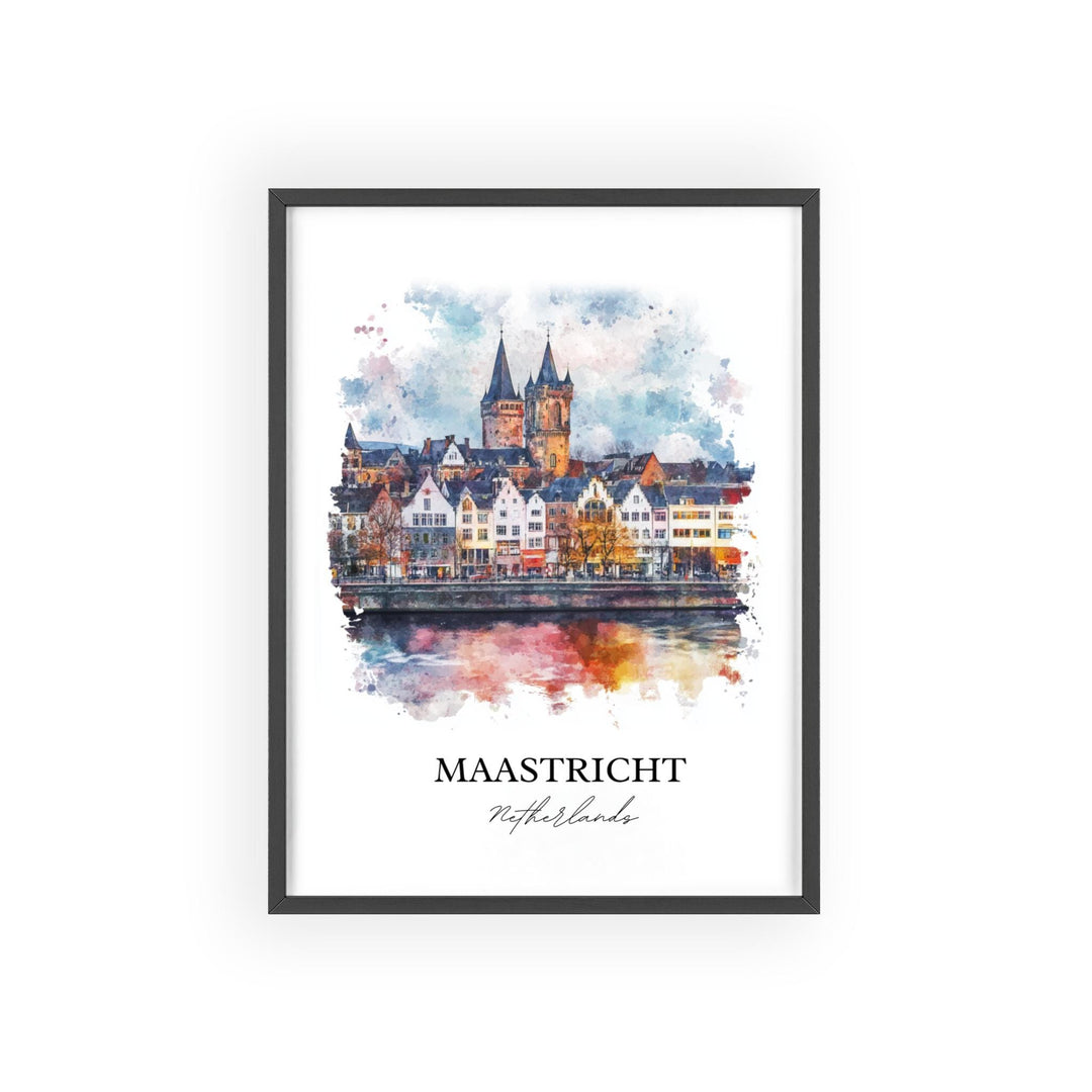 Maastricht Wall Art, Limburg Province Print, Netherlands Watercolor Art, Maastricht Gift, Travel Print, Travel Poster, Housewarming Gift