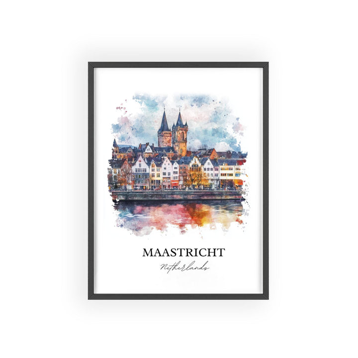 Maastricht Wall Art, Limburg Province Print, Netherlands Watercolor Art, Maastricht Gift, Travel Print, Travel Poster, Housewarming Gift