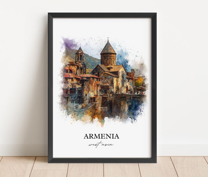 Armenia Wall Art, Armenia Print, Armenia Watercolor Art, Armenia Gift, Travel Print, Travel Poster, Housewarming Gift