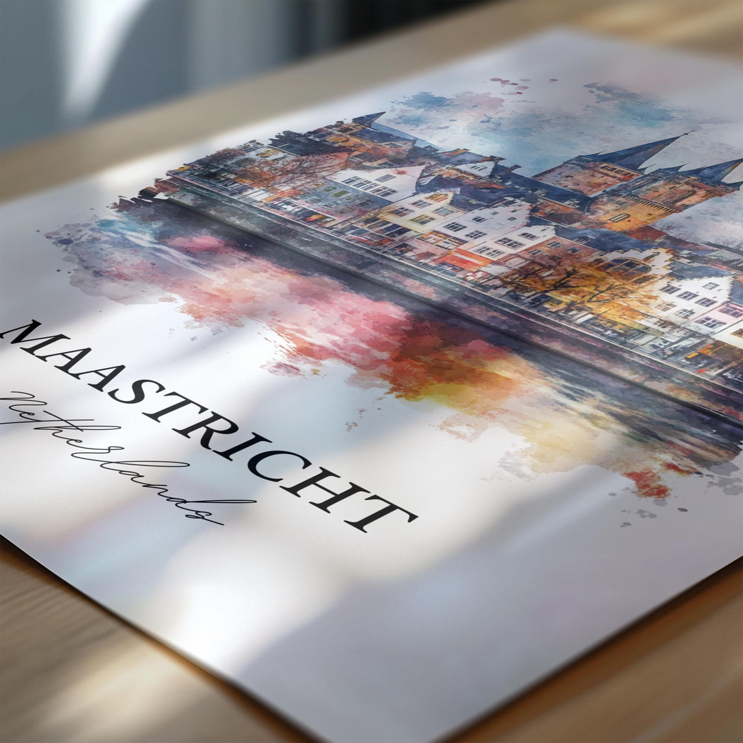 Maastricht Wall Art, Limburg Province Print, Netherlands Watercolor Art, Maastricht Gift, Travel Print, Travel Poster, Housewarming Gift