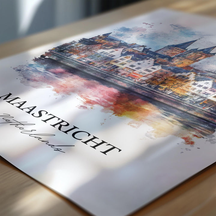 Maastricht Wall Art, Limburg Province Print, Netherlands Watercolor Art, Maastricht Gift, Travel Print, Travel Poster, Housewarming Gift