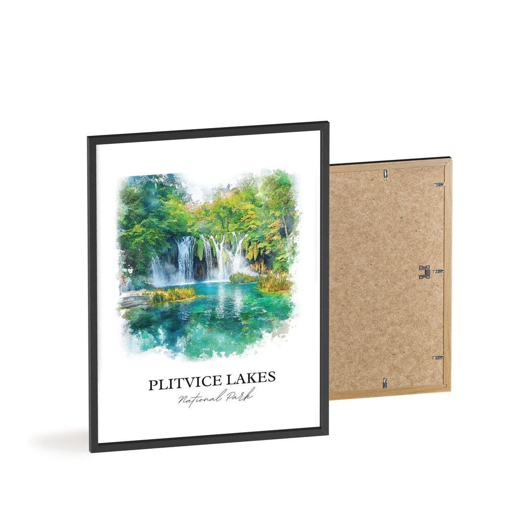Plitvice Lakes Wall Art, Croatia Print, Croatia Watercolor Art, Plitvice Lakes Gift, Travel Print, Travel Poster, Housewarming Gift