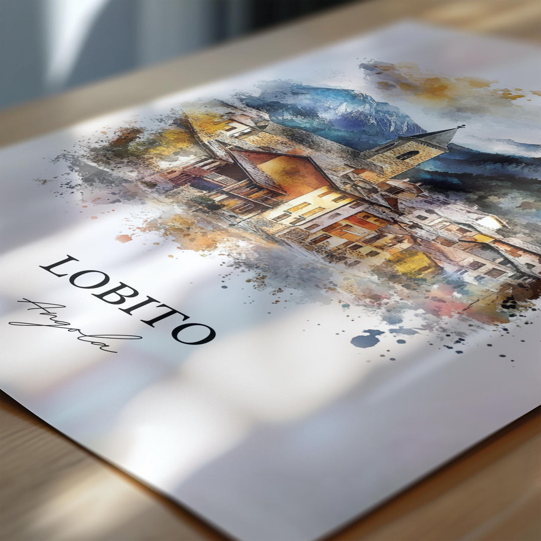 Lobito Angola Wall Art, Benguela Province Print, Angola Watercolor Art, Lobito Gift, Travel Print, Travel Poster, Housewarming Gift