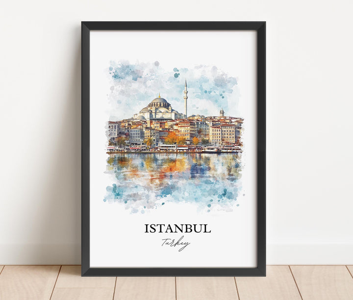 Istanbul Wall Art, Istanbul Turkey Print, Turkey Watercolor Art, Istanbul Gift, Travel Print, Travel Poster, Housewarming Gift