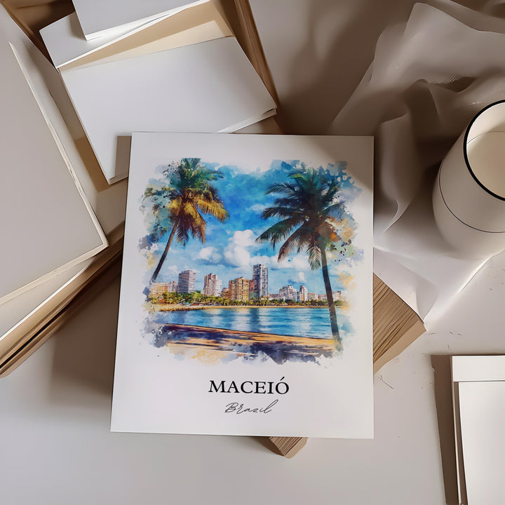 Maceió Wall Art, Brazil Print, Brazil Watercolor Art, Maceió Brazil Gift, Travel Print, Travel Poster, Housewarming Gift