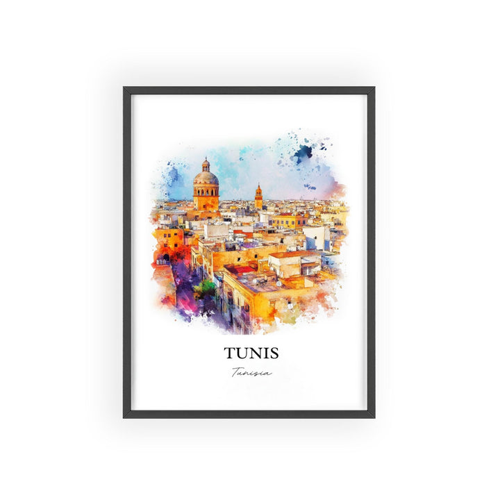 Tunis Wall Art, Tunisia Print, Tunisia Watercolor Art, Tunis Gift, Travel Print, Travel Poster, Housewarming Gift