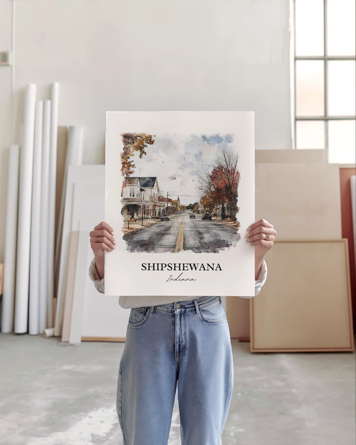 Shipshewana Wall Art, LaGrange County IN Print, Indiana Watercolor Art, Shipshewana Gift, Travel Print, Travel Poster, Housewarming Gift