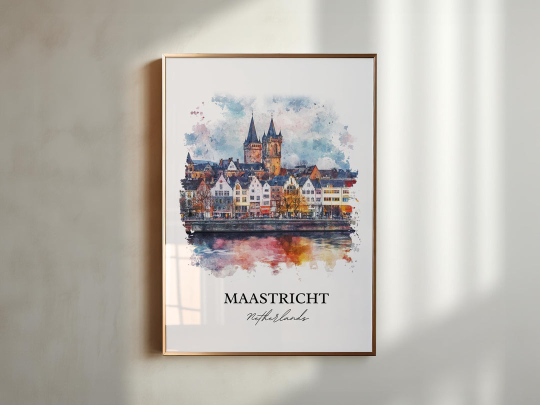 Maastricht Wall Art, Limburg Province Print, Netherlands Watercolor Art, Maastricht Gift, Travel Print, Travel Poster, Housewarming Gift