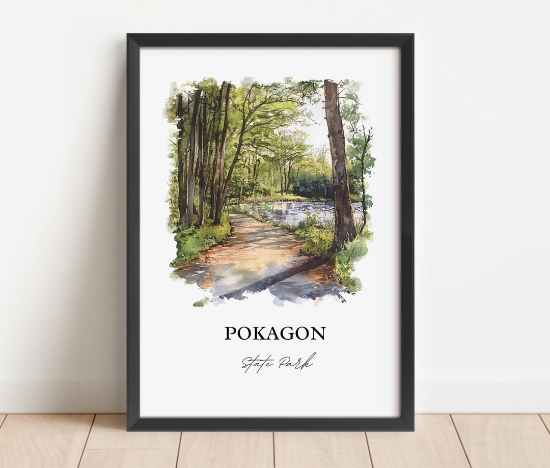 Pokagon State Park Wall Art, Angola Indiana Print, Indiana Watercolor, Steuben County Gift, Travel Print, Travel Poster, Housewarming Gift