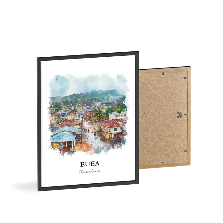 Buea Wall Art, Cameroon Print, Cameroon Watercolor Art, Buea Cameroon Gift, Travel Print, Travel Poster, Housewarming Gift