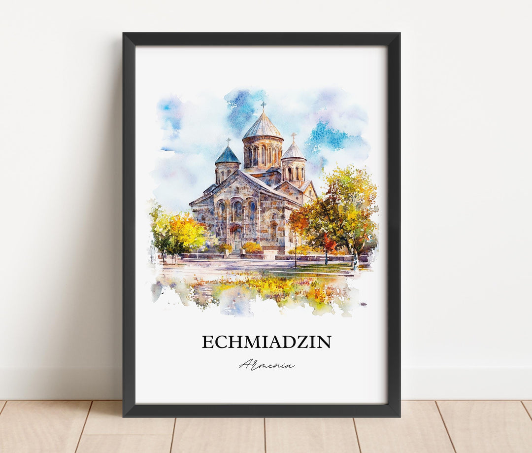 Echmiadzin Wall Art, Vagharshapat Print, Armenia Watercolor Art, Echmiadzin Gift, Travel Print, Travel Poster, Housewarming Gift