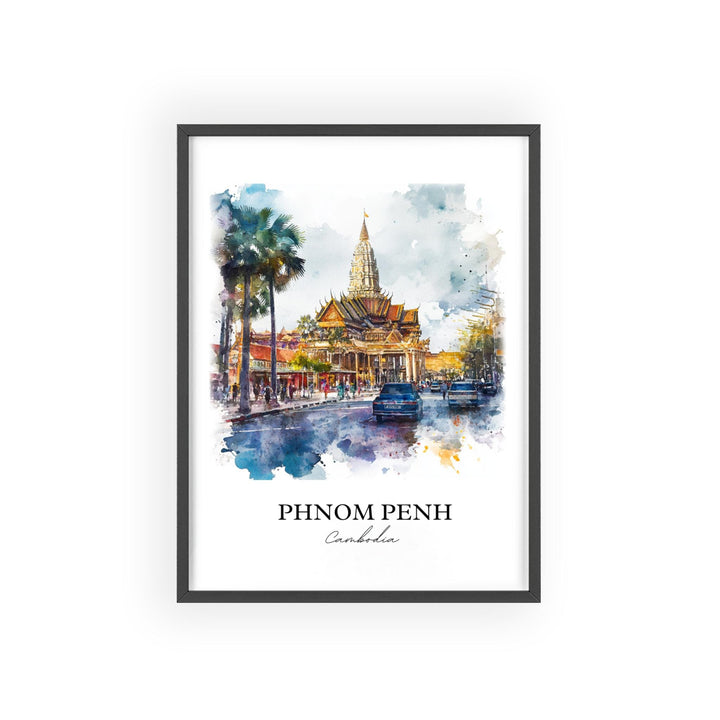 Phnom Penh Wall Art, Cambodia Print, Cambodia Watercolor Art, Phnom Penh Gift, Travel Print, Travel Poster, Housewarming Gift