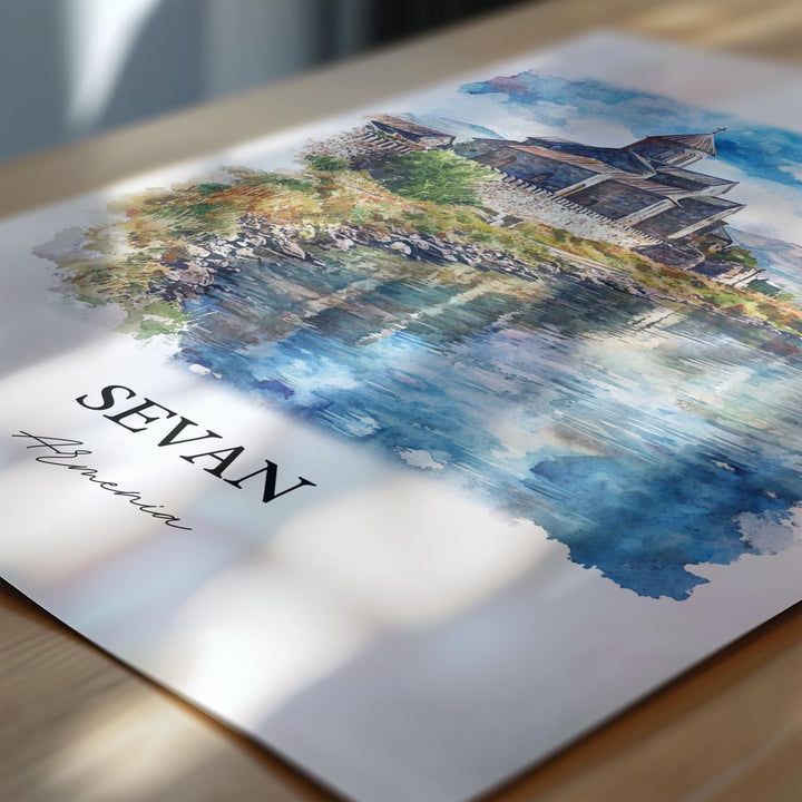 Sevan Armenia Wall Art, Gegharkunik Print, Armenia Watercolor Art, Sevan Armenia Gift, Travel Print, Travel Poster, Housewarming Gift