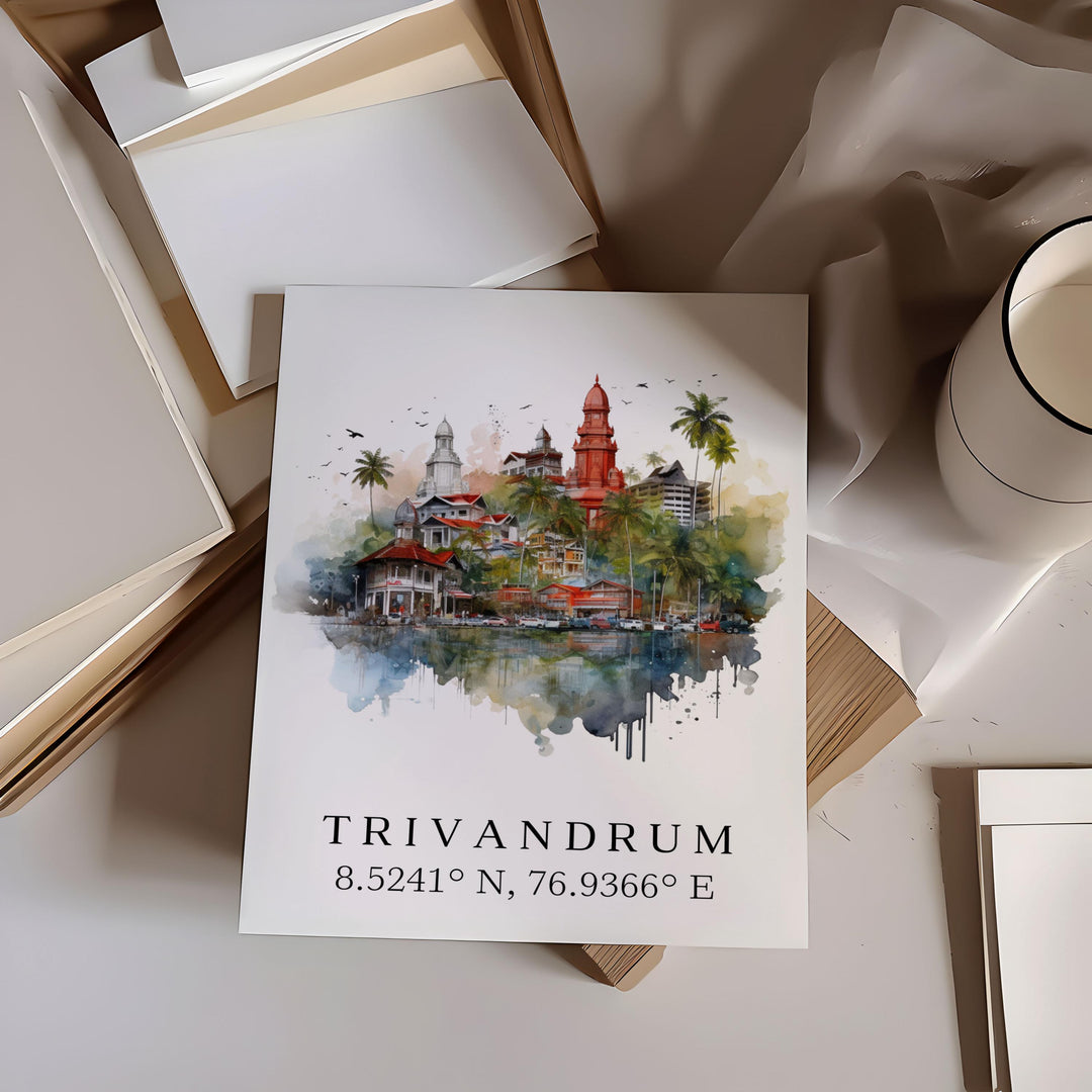 Trivandrum India wall art - India, Trivandrum poster, Trivandrum Wedding gift, Birthday present, Custom Text, Personalised Text