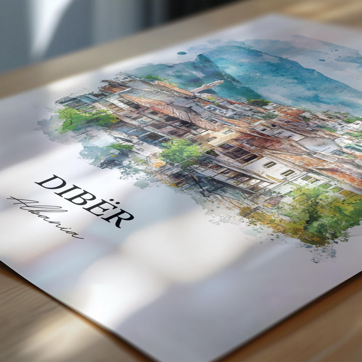 Dibër Albania Wall Art, Peshkopi Print, Albania Watercolor Art, Dibër Gift, Travel Print, Travel Poster, Housewarming Gift