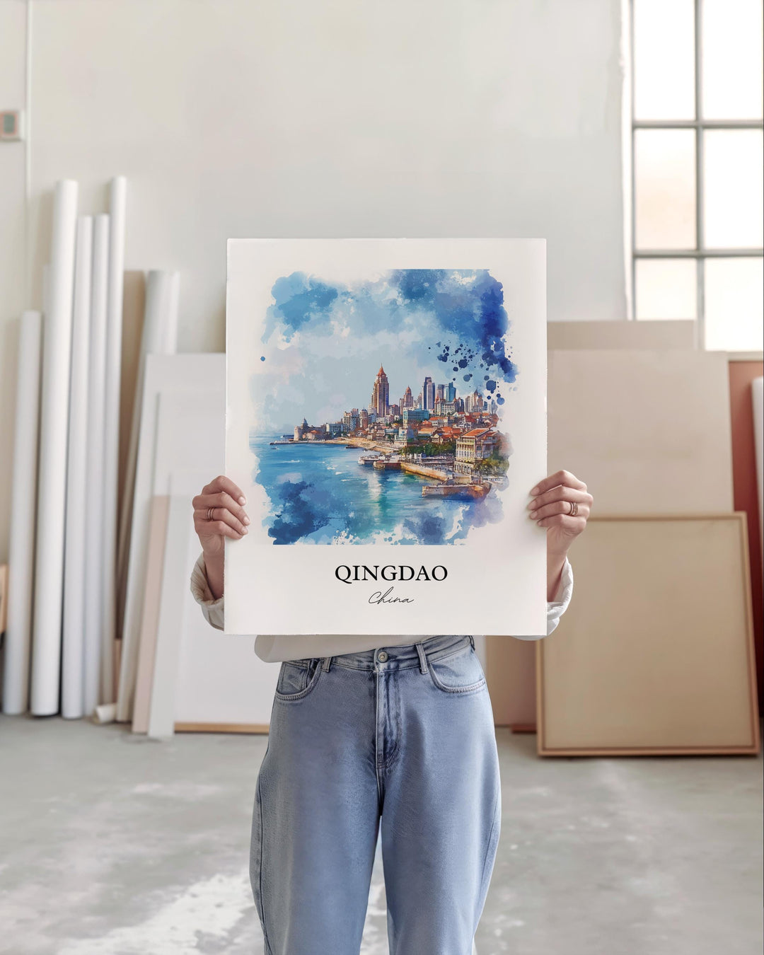 Qingdao Wall Art, Shandong Province Print, China Watercolor Art, Qingdao China Gift, Travel Print, Travel Poster, Housewarming Gift