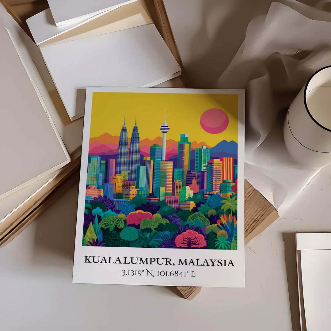Kuala Lumpur Art, Kuala Lumpur Retro Travel Art, Kuala Lumpur Decor, Kuala Lumpur Gift, Malaysia Wall Art, Travel Prints, Housewarming Gift