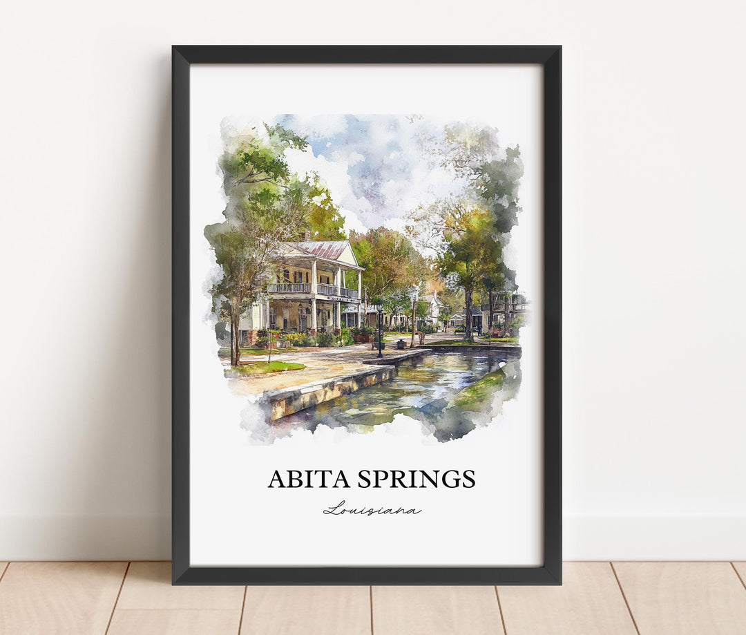 Abita Springs Wall Art, St. Tammany Parish Print, Louisiana Watercolor, Abita Springs Gift, Travel Print, Travel Poster, Housewarming Gift