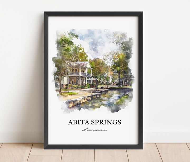 Abita Springs Wall Art, St. Tammany Parish Print, Louisiana Watercolor, Abita Springs Gift, Travel Print, Travel Poster, Housewarming Gift