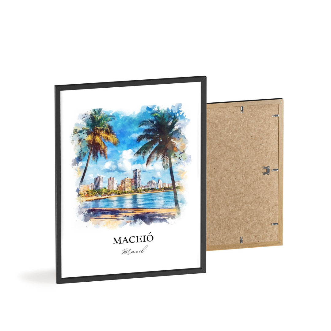 Maceió Wall Art, Brazil Print, Brazil Watercolor Art, Maceió Brazil Gift, Travel Print, Travel Poster, Housewarming Gift