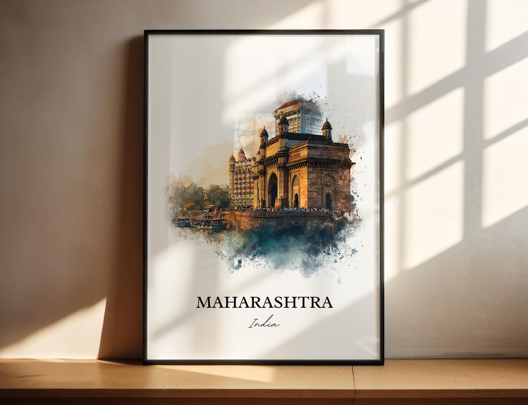 Maharashtra Wall Art, Maharashtra Print, India Watercolor Art, Maharashtra Gift, Maharashtra Travel Print, Travel Poster, Housewarming Gift