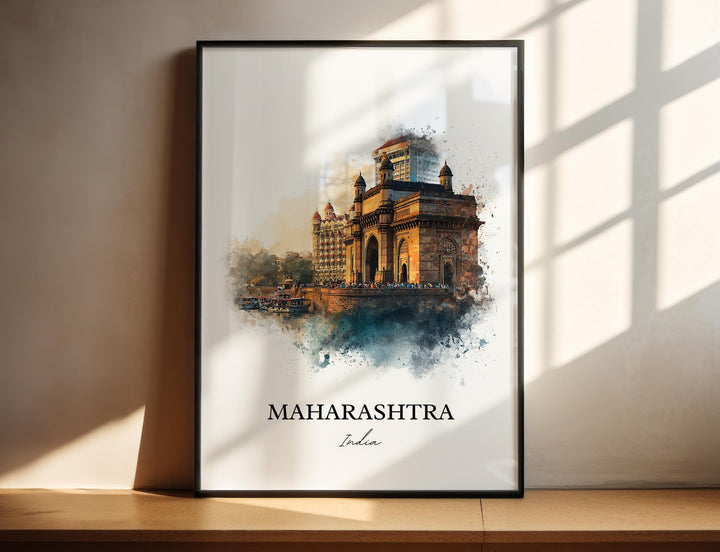Maharashtra Wall Art, Maharashtra Print, India Watercolor Art, Maharashtra Gift, Maharashtra Travel Print, Travel Poster, Housewarming Gift