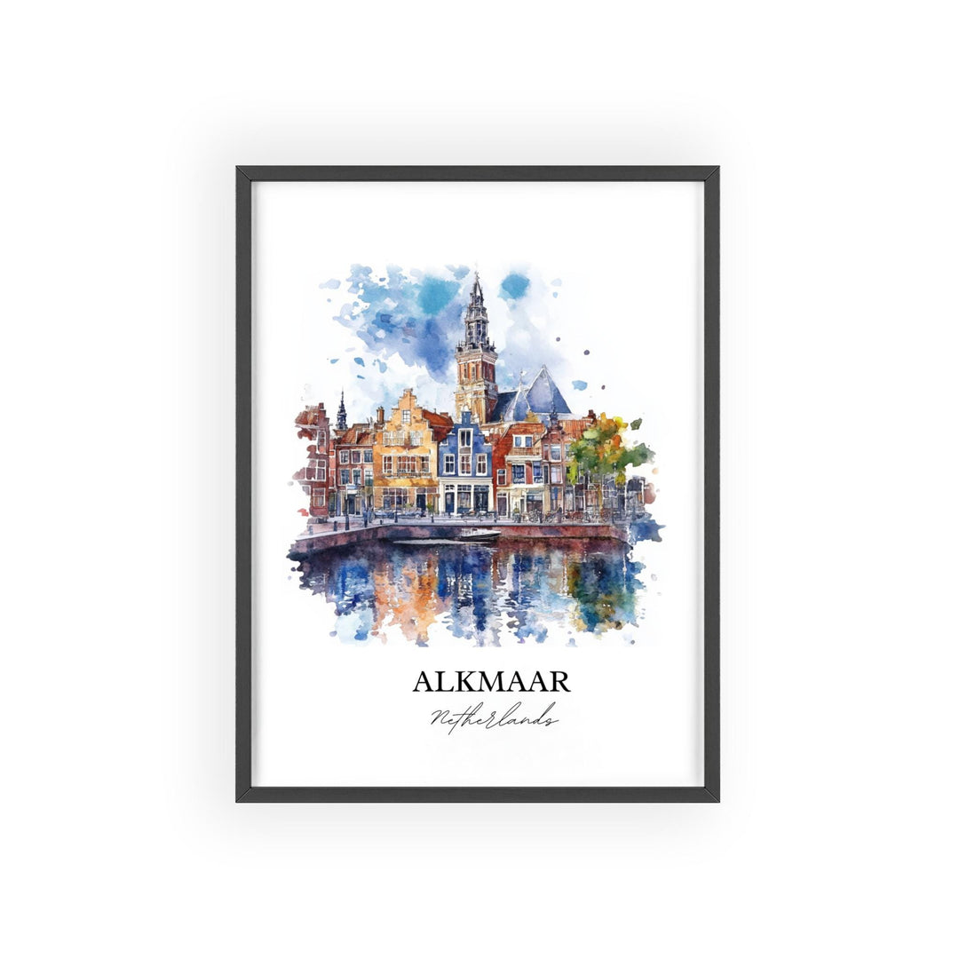 Alkmaar Wall Art, North Holland Print, Netherlands Watercolor Art, Alkmaar Gift, Travel Print, Travel Poster, Housewarming Gift