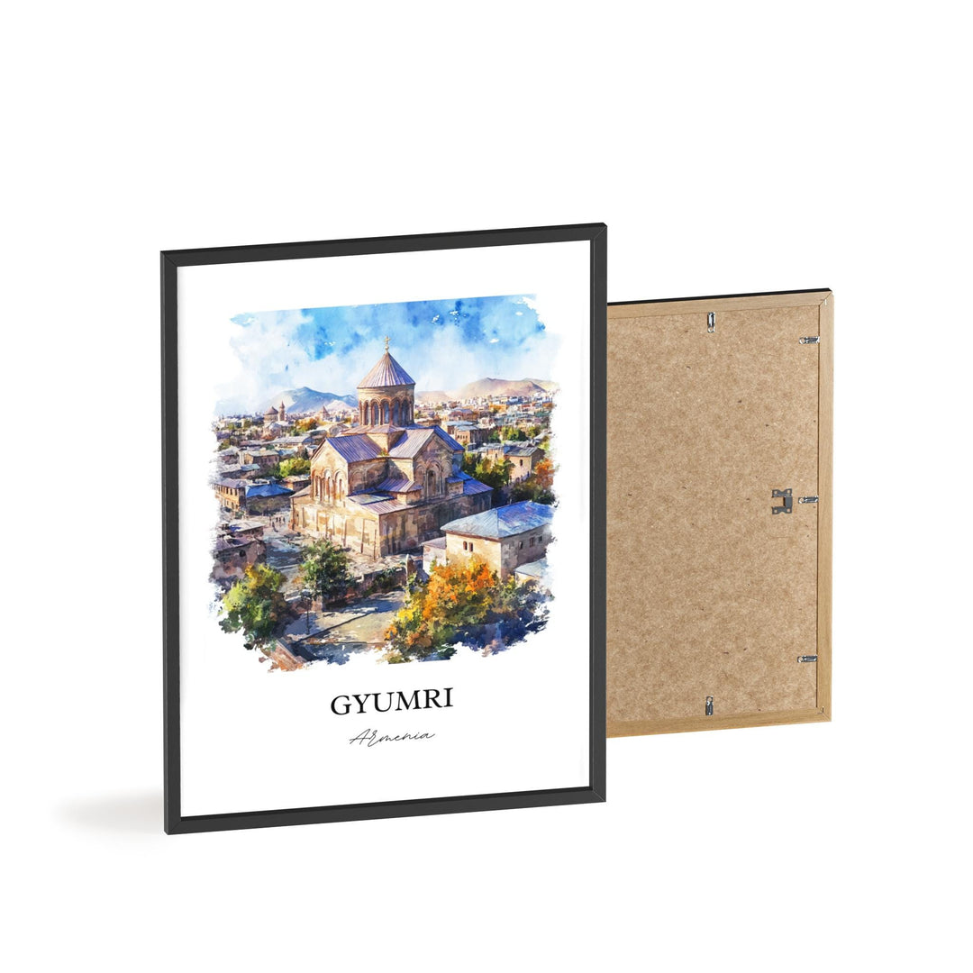 Gyumri Wall Art, Shirak Province Print, Armenia Watercolor Art, Gyumri Armenia Gift, Travel Print, Travel Poster, Housewarming Gift