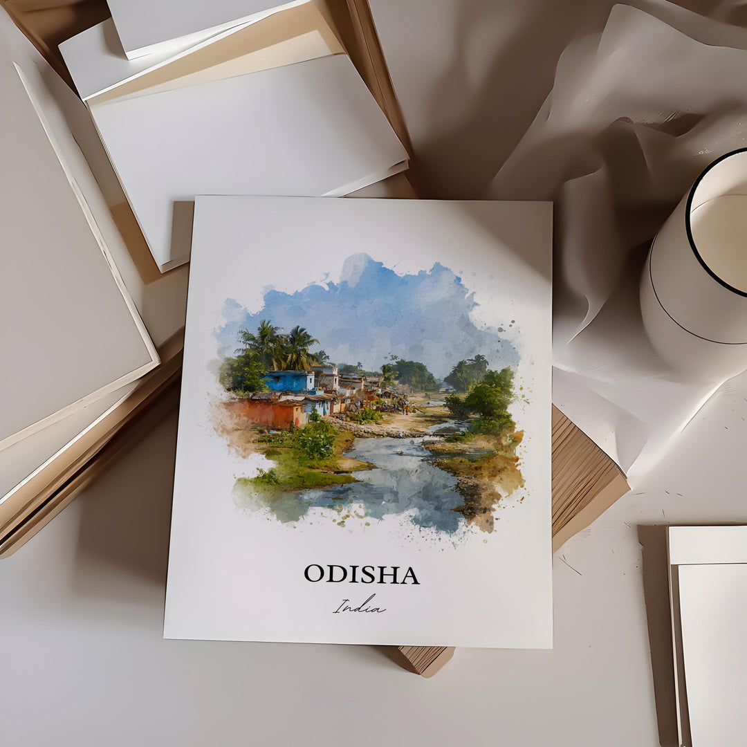 Odisha India Wall Art, Odisha Print, Odisha India Watercolor Art, India Gift, India Travel Print, Travel Poster, Housewarming Gift