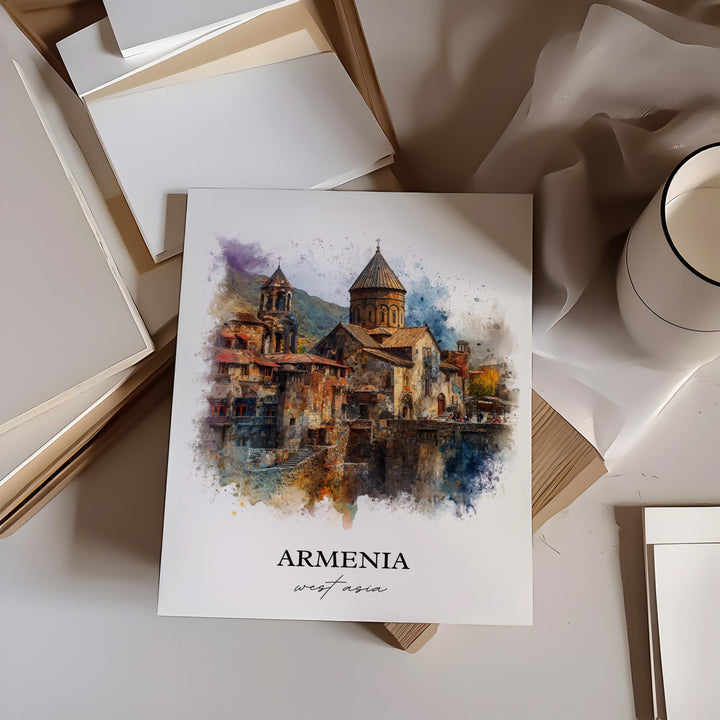 Armenia Wall Art, Armenia Print, Armenia Watercolor Art, Armenia Gift, Travel Print, Travel Poster, Housewarming Gift