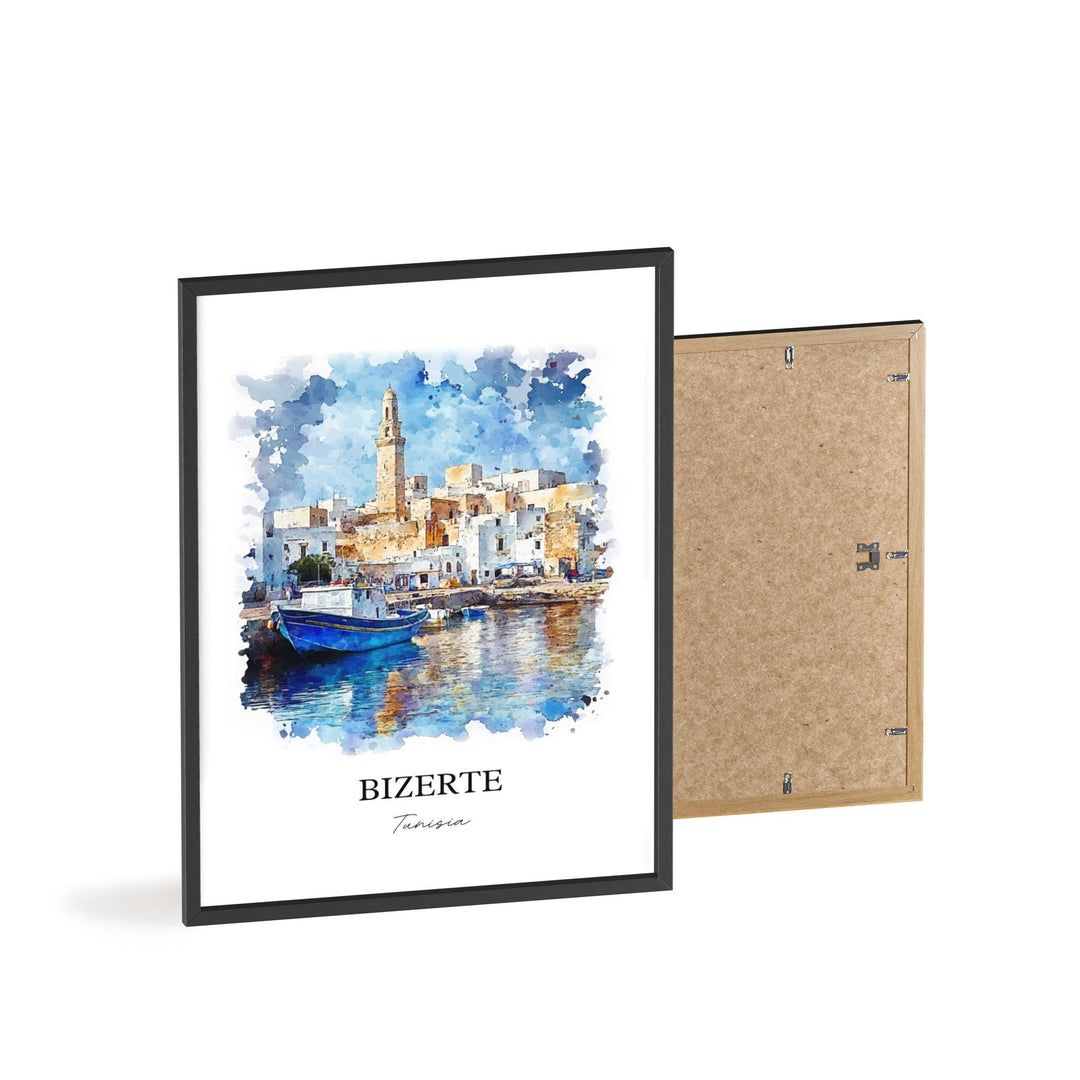 Bizerte Wall Art, Bizerte Tunisia Print, Tunisia Watercolor Art, Bizerte Gift, Travel Print, Travel Poster, Housewarming Gift