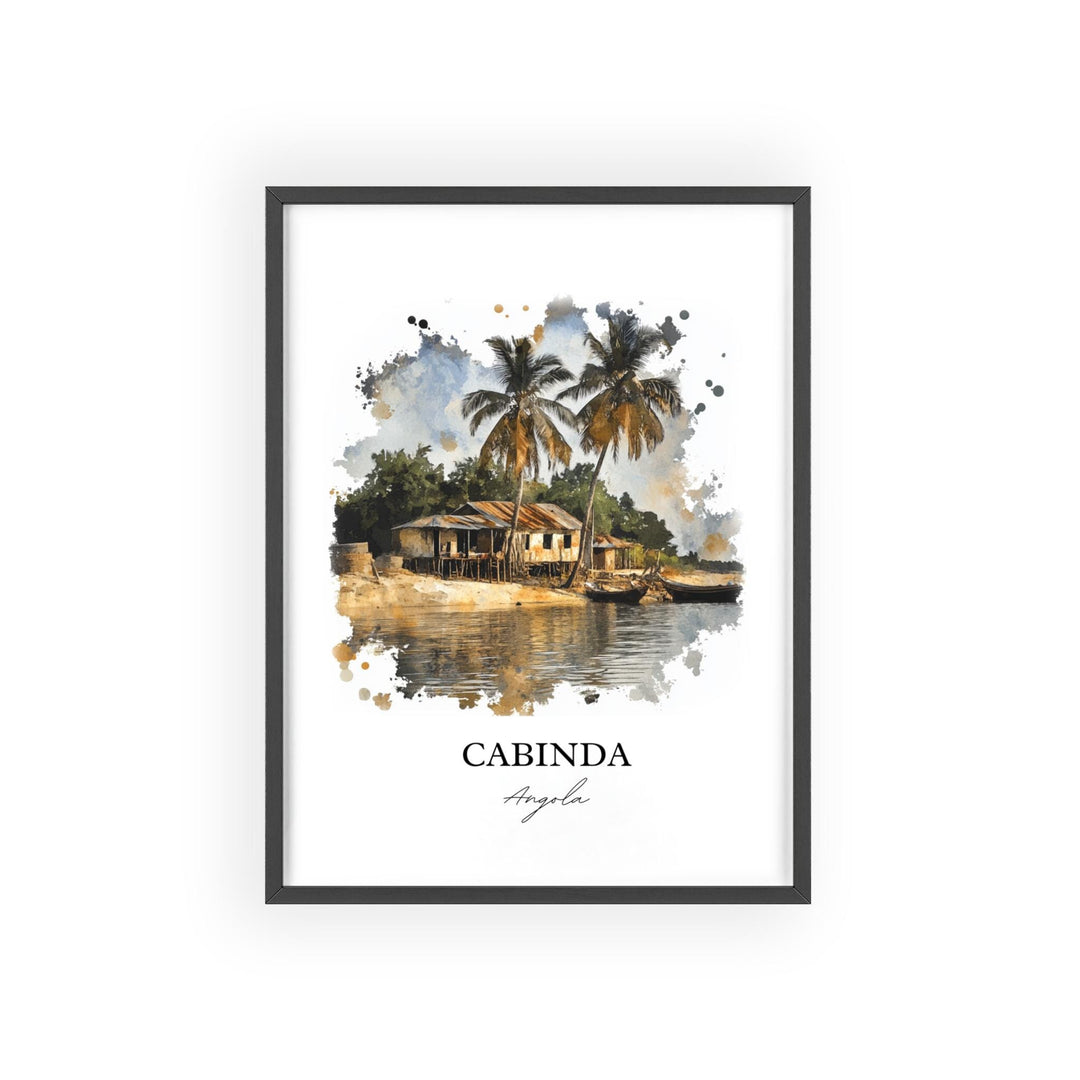 Cabinda Wall Art, Angola Print, Angola Watercolor Art, Cabinda Angola Gift, Travel Print, Travel Poster, Housewarming Gift