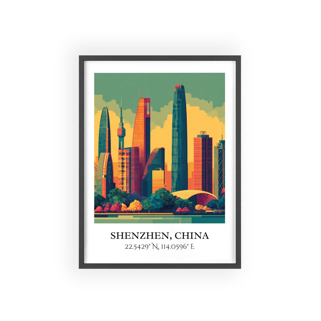 Shenzhen Art, Shenzhen Retro Travel Art, Shenzhen China Home Decor, Shenzhen Gift, China Travel Art, Travel Prints, Housewarming Gift