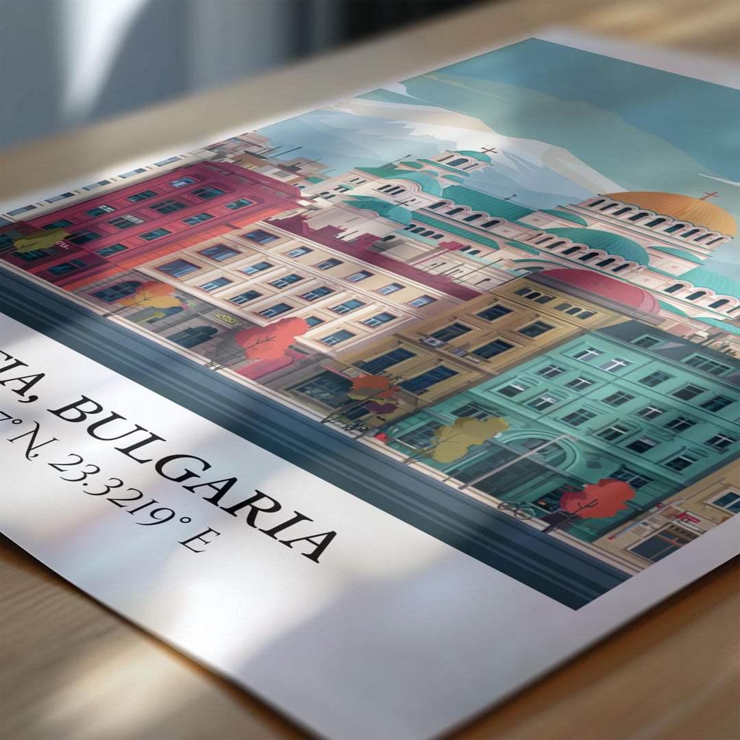 Sofia Bulgaria Art, Sofia Retro Travel Art, Sofia Bulgaria Home Decor, Bulgaria Gift, Bulgaria Travel Art, Travel Prints, Housewarming Gift