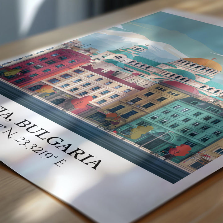 Sofia Bulgaria Art, Sofia Retro Travel Art, Sofia Bulgaria Home Decor, Bulgaria Gift, Bulgaria Travel Art, Travel Prints, Housewarming Gift