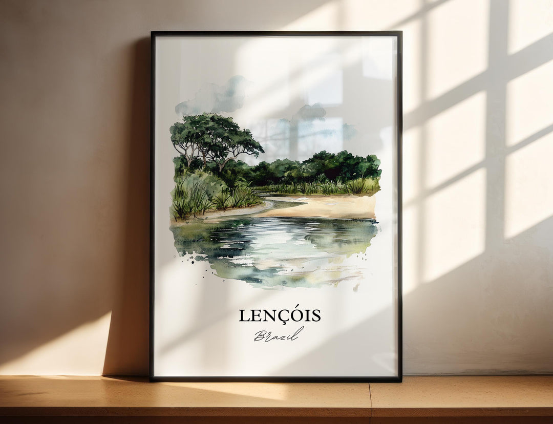 Lencóis Wall Art, Bahia Brazil Print, Brazil Watercolor Art, Lencóis Brazil Gift, Travel Print, Travel Poster, Housewarming Gift