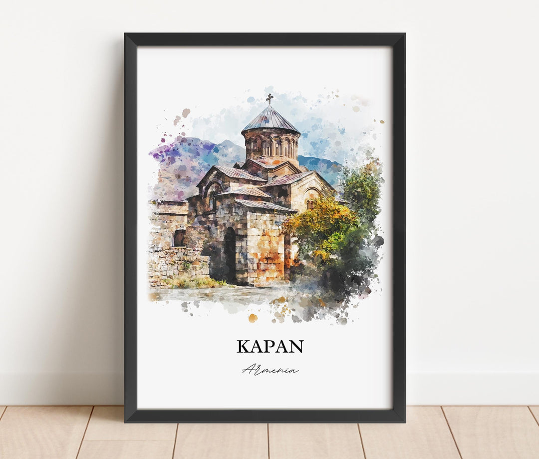 Kapan Armenia Wall Art, Syunik Province Print, Armenia Watercolor Art, Kapan Armenia Gift, Travel Print, Travel Poster, Housewarming Gift