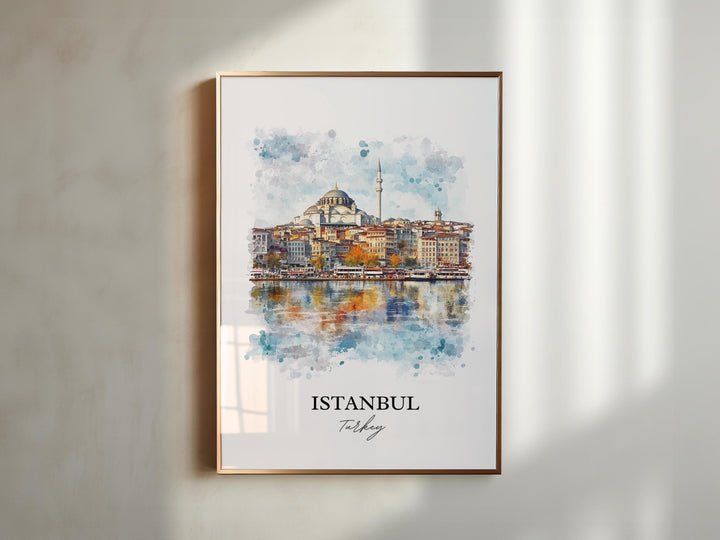 Istanbul Wall Art, Istanbul Turkey Print, Turkey Watercolor Art, Istanbul Gift, Travel Print, Travel Poster, Housewarming Gift