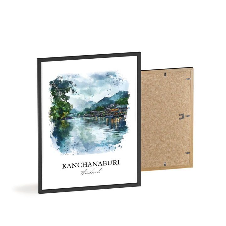 Kanchanaburi Wall Art, West Thailand Print, Thailand Watercolor Art, Kanchanaburi Gift, Travel Print, Travel Poster, Housewarming Gift