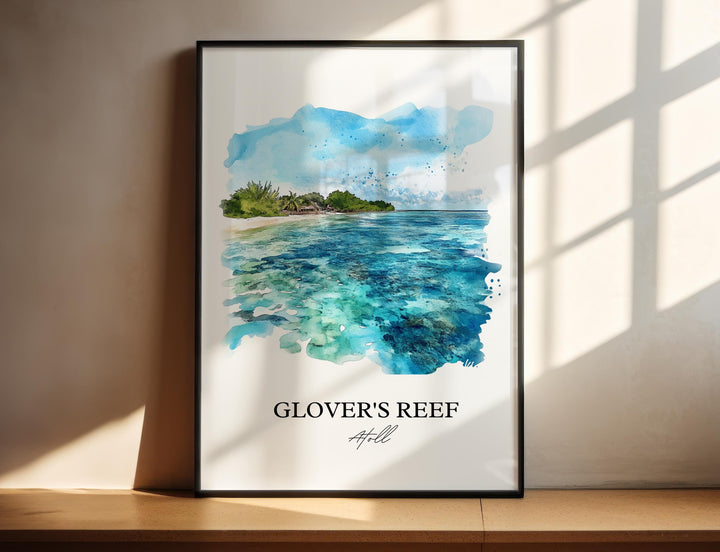Glovers Reef Wall Art, Belize Print, Belize Watercolor Art, Glovers Reef Gift, Travel Print, Travel Poster, Housewarming Gift